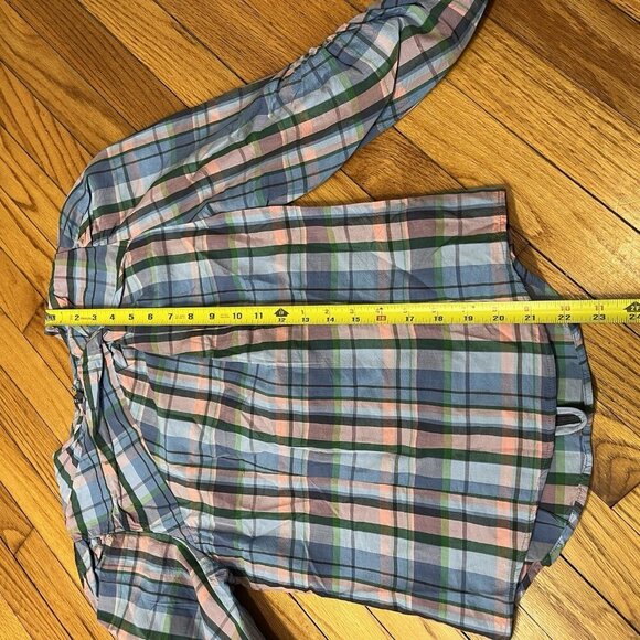 Isabel Marant Esmee Twisted Plaid Puff Shoulder Blouse in Blue Pink Green‎ - Picture 13 of 14